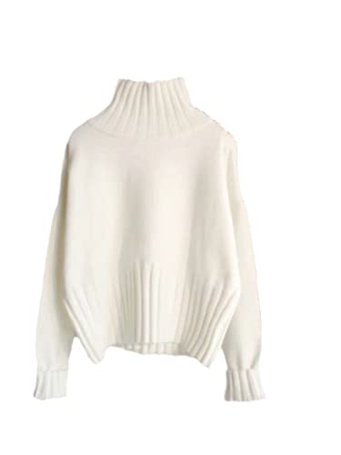 Sweejim Rollkragenpullover Gestrickter Weicher Pullover Damen Lockerer Herbst Winter von Sweejim