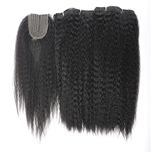 Synthetic Hair Bundles With Closure Kinky Straight Synthetic Sew In Weave Hair Bundles Women Weavon 2 Bundles With Closures 99J 14 inch von Sweejim