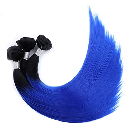 Synthetic Omber Hair T1B/Red Long Straight Hair Weaving One Bundles Deal Hair Weft Colorful Hair Pieces For Girls 1B Blue 18inch von Sweejim