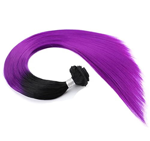 Synthetic Omber Hair T1B/Red Long Straight Hair Weaving One Bundles Deal Hair Weft Colorful Hair Pieces For Girls 1B Purple 20inch von Sweejim
