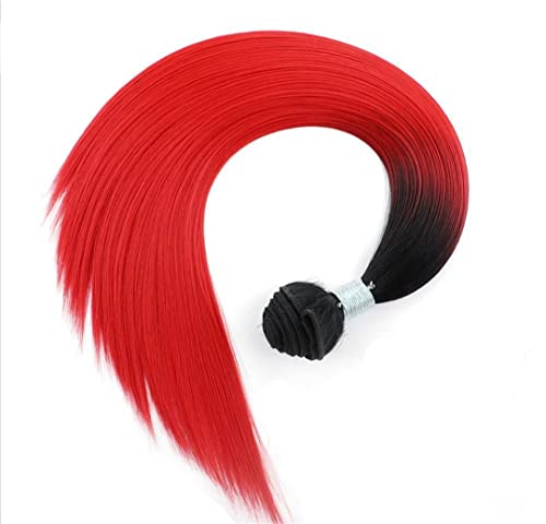 Synthetic Omber Hair T1B/Red Long Straight Hair Weaving One Bundles Deal Hair Weft Colorful Hair Pieces For Girls 1B Red 24inch von Sweejim