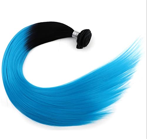 Synthetic Omber Hair T1B/Red Long Straight Hair Weaving One Bundles Deal Hair Weft Colorful Hair Pieces For Girls 1B Sky Blue 20inch von Sweejim