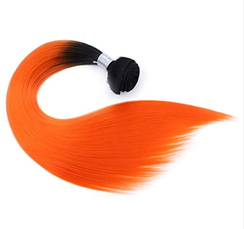 Synthetic Omber Hair T1B/Red Long Straight Hair Weaving One Bundles Deal Hair Weft Colorful Hair Pieces For Girls 1B orange 20inch von Sweejim