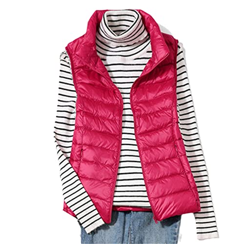 Ultraleichte Daunenweste für Damen, kurze Weste, winddicht, leicht, warm, ärmellos, weißer Entendaunenmantel, Z, 3XL von Sweejim