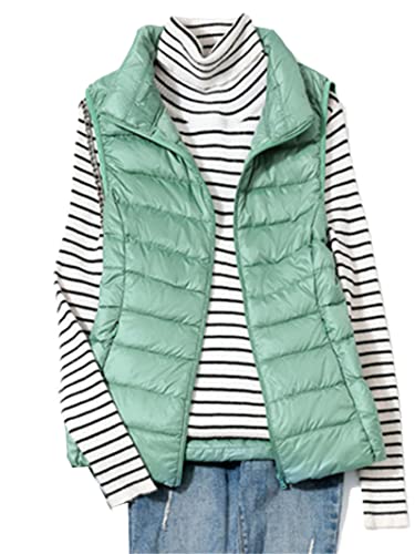 Ultraleichte Daunenweste für Damen, kurze Weste, winddicht, leicht, warm, ärmellos, weißer Entendaunenmantel, türkis, XXL von Sweejim