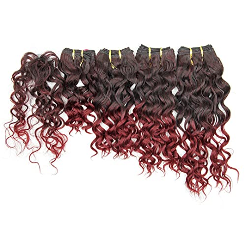 Water Wave Hair Bundles Extensions For Woman Synthetic Curly Wave Hair Bundles With Fringe Natural Black Color Weave Bundles T1B 8 10 12 14 von Sweejim