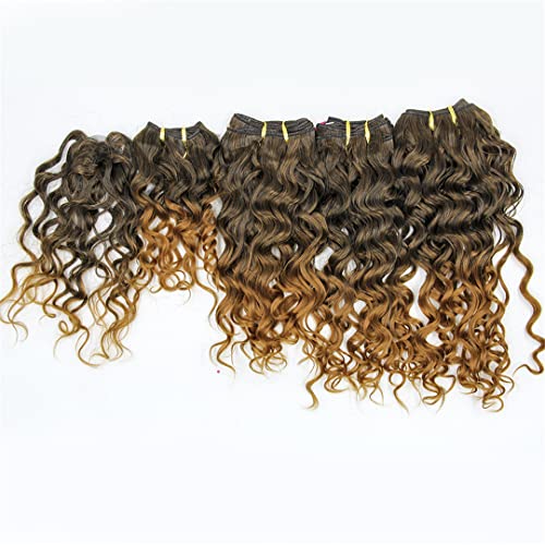 Water Wave Hair Bundles Extensions For Woman Synthetic Curly Wave Hair Bundles With Fringe Natural Black Color Weave Bundles T1B30 8 10 12 14 von Sweejim