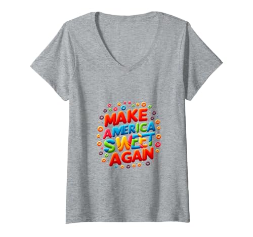 Damen Mach Amerika Wieder süß T-Shirt mit V-Ausschnitt Damen Mach Amerika Wieder süß T-Shirt mit V-Ausschnitt von Sweet Again