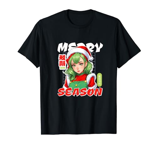 Weihnachten Mädchen Manga T-Shirt Weihnachten Mädchen Manga T-Shirt von Sweet Anime Santa Girl Christmas