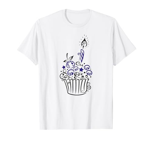 Blaubeer Cupcake Design Muffin mit Kerze Sterne Backkunst T-Shirt Blaubeer Cupcake Design Muffin mit Kerze Sterne Backkunst T-Shirt von Sweet Art by Christine-Krahl