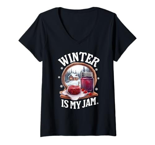 Damen Winter is My Jam Süße Feiertage Weihnachten T-Shirt mit V-Ausschnitt Damen Winter is My Jam Süße Feiertage Weihnachten T-Shirt mit V-Ausschnitt von Sweet Designs for Women & Men