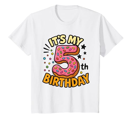 Donut-Mottoparty mit Aufschrift It's My 5th Birthday, Donut für Kinder T-Shirt Donut-Mottoparty mit Aufschrift It's My 5th Birthday, Donut für Kinder T-Shirt von Sweet Donut Birthday Party Outfit for Kids Apparel