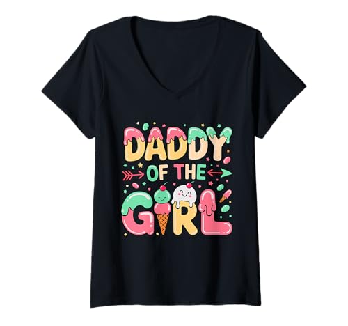 Damen Papa des Mädchens süße Eis Cream süße Tochter T-Shirt mit V-Ausschnitt Damen Papa des Mädchens süße Eis Cream süße Tochter T-Shirt mit V-Ausschnitt von Sweet Family Bond Apparel