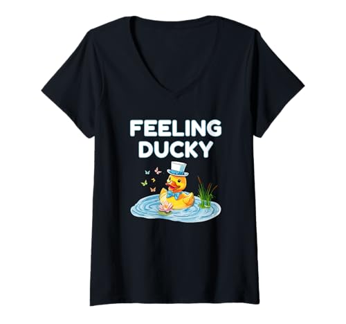 Damen Cruise Duck Feeling Ducky Warm Compassion Zylinder Caring Fun T-Shirt mit V-Ausschnitt Damen Cruise Duck Feeling Ducky Warm Compassion Zylinder Caring Fun T-Shirt mit V-Ausschnitt von Sweet Funny Chill Vibes Spring Rubber Duckies CLR