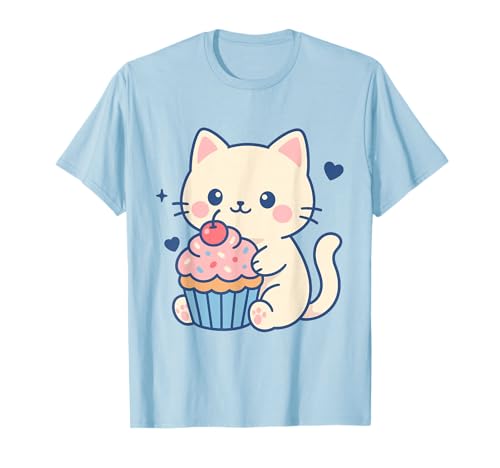 Kawaii Katze Cupcake Cute Kitty Kätzchen Liebhaber Anime Kinder Mädchen T-Shirt von Sweet Kawaii Kitty Cupcake Pastel Aesthetic