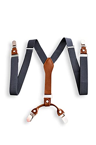 Sweet Leaf Hochwertige Anthrazitgrau Hosenträger Einstellbar - 4 Clips - Y Form - Klassisch, Elegant und Modern von Sweet Leaf