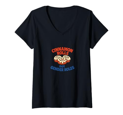 Damen Zimtschnecken sind Keine Geschlechterrollen Lustiger feministischer Stolz T-Shirt mit V-Ausschnitt Damen Zimtschnecken sind Keine Geschlechterrollen Lustiger feministischer Stolz T-Shirt mit V-Ausschnitt von Sweet Rebellion Collective Art