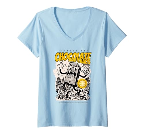 Damen Chocolate & Chaos – lustige Kawaii-Essenskunst mit Haltung T-Shirt mit V-Ausschnitt Damen Chocolate & Chaos – lustige Kawaii-Essenskunst mit Haltung T-Shirt mit V-Ausschnitt von Sweet Rebellion Designs