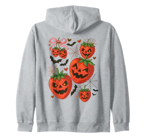 Niedliche Halloween-Erdbeer-Jack-O'-Lantern Gesichter Frauen Mädchen Kapuzenjacke von Sweet Spooky Halloween Strawberry Costume Tees