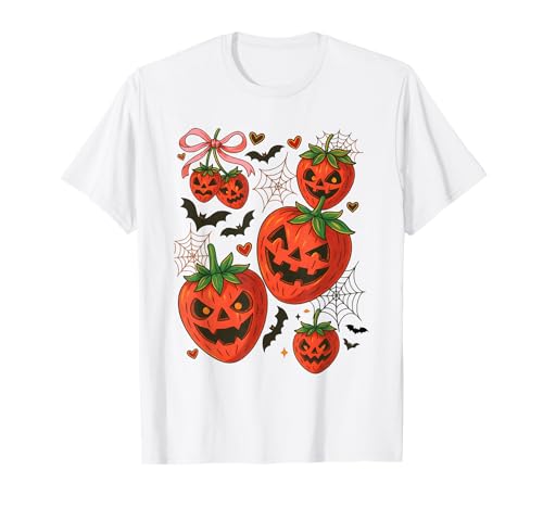 Niedliche Halloween-Erdbeer-Jack-O'-Lantern Gesichter Frauen Mädchen T-Shirt Niedliche Halloween-Erdbeer-Jack-O'-Lantern Gesichter Frauen Mädchen T-Shirt von Sweet Spooky Halloween Strawberry Costume Tees