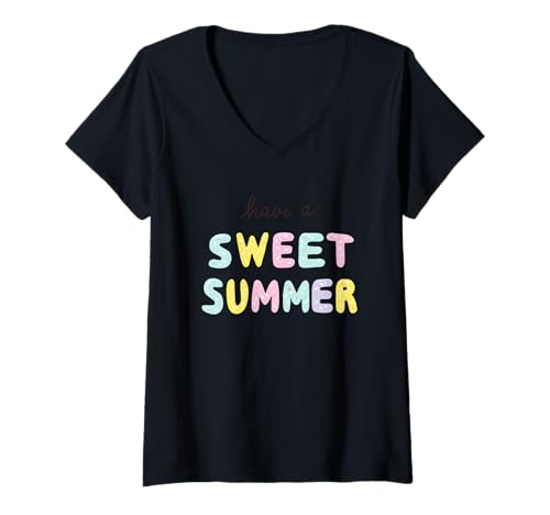 Damen Hab einen süßen Sommer, pulsierenden Spaß T-Shirt mit V-Ausschnitt Damen Hab einen süßen Sommer, pulsierenden Spaß T-Shirt mit V-Ausschnitt von Sweet Summer Vibes Vacation Fun