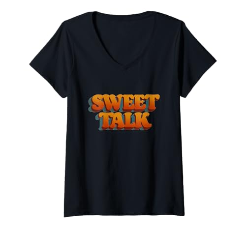Damen Nice Sweet Talk Emblem Schild T-Shirt mit V-Ausschnitt Damen Nice Sweet Talk Emblem Schild T-Shirt mit V-Ausschnitt von Sweet Talk Outfit