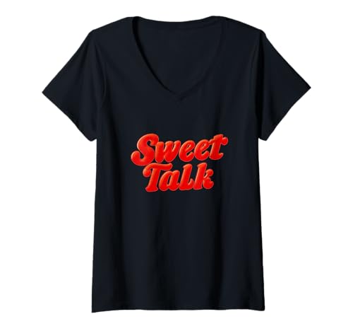 Damen Nice Sweet Talk Rede Emblem T-Shirt mit V-Ausschnitt Damen Nice Sweet Talk Rede Emblem T-Shirt mit V-Ausschnitt von Sweet Talk Outfit