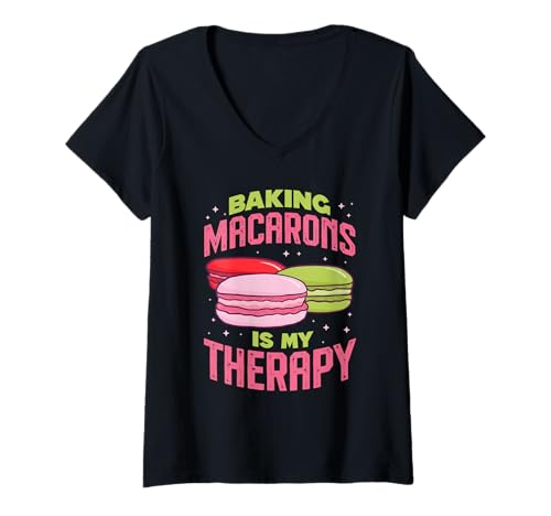 Damen Backen Macarons Therapie Design T-Shirt mit V-Ausschnitt Damen Backen Macarons Therapie Design T-Shirt mit V-Ausschnitt von Sweet Therapy Creations