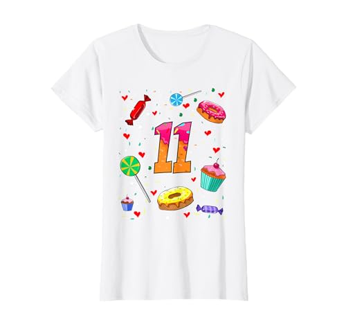 Donut Cupcake Candy Sweet 11 Years Old Girls zum 11. Geburtstag T-Shirt Donut Cupcake Candy Sweet 11 Years Old Girls zum 11. Geburtstag T-Shirt von Sweet Treat Themed Birthday Party