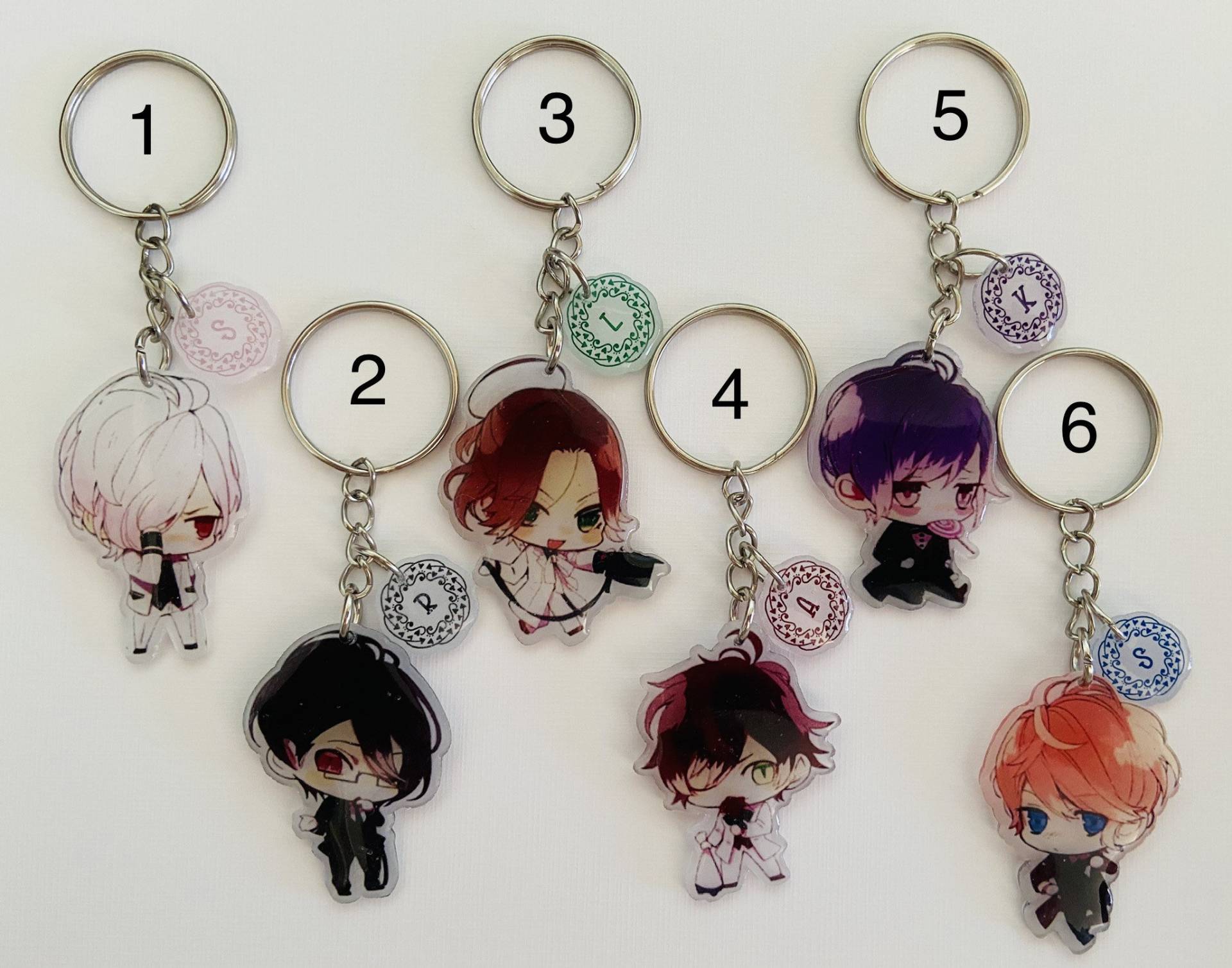 Chibi Diabolik Lovers Schlüsselanhänger Otomate Garten 2022 Valentinstag Anime Subaru Reiji Laito Ayato Kanato Shin Yuma Kou Azusa Ruki Carla von SweetAndKawaiiDreams