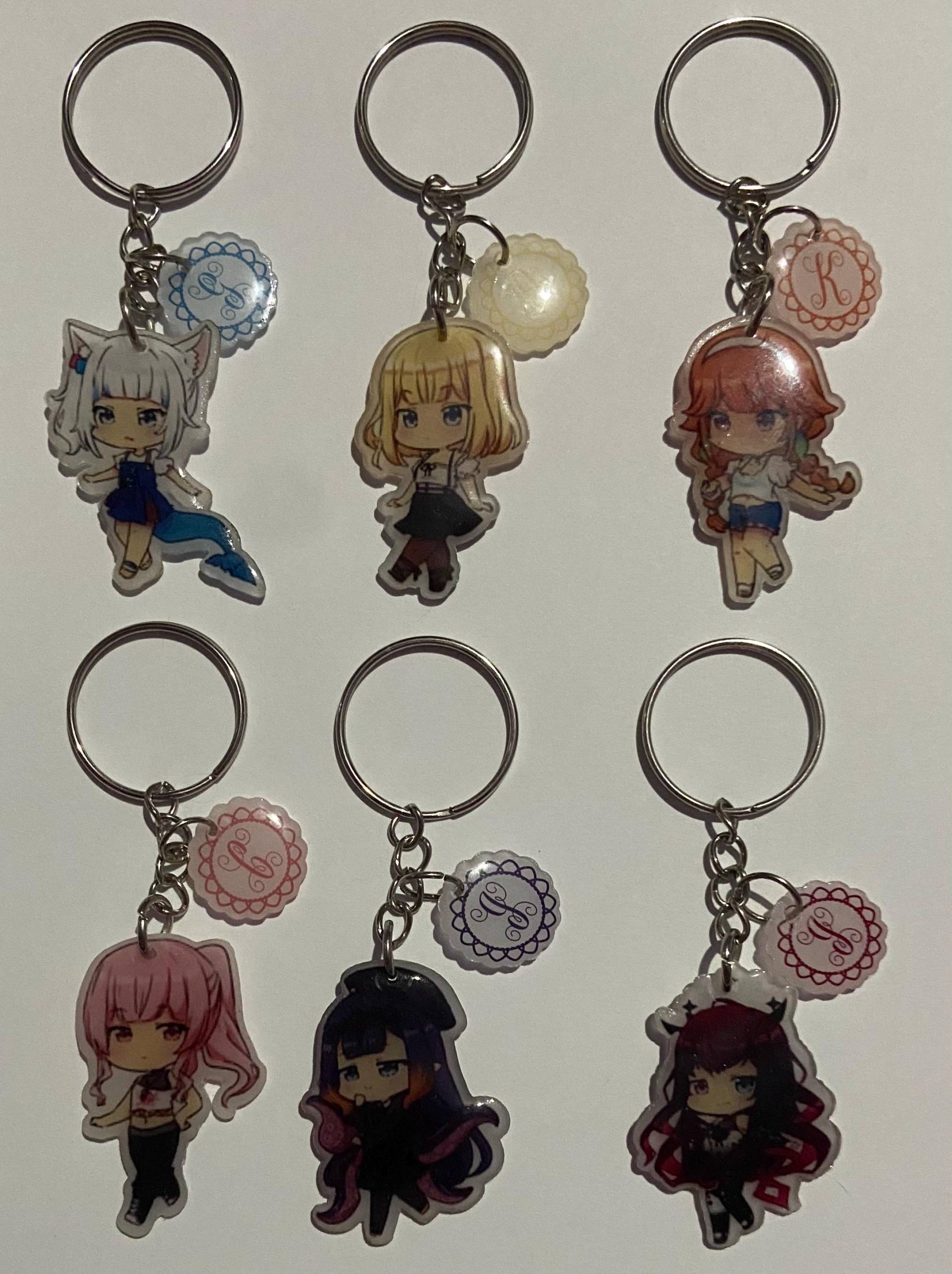 Chibi Hololive Vtuber Gura Caliope Amelia Inanis Kiara Iris Klarer Doppelseitiger Acryl-Schlüsselanhänger von SweetAndKawaiiDreams