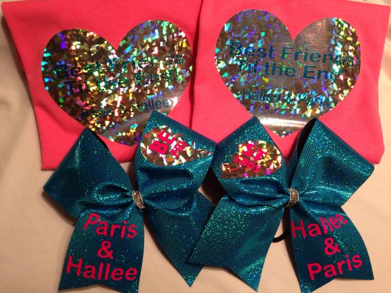 Beste Freunde Jubeln Bogen & Shirt | 2 Wählen Sie Farben Grünes Rotes Blau Gold Schwarz Lila Rosa Usw. Personalisieren von SweetAngelDreamBows