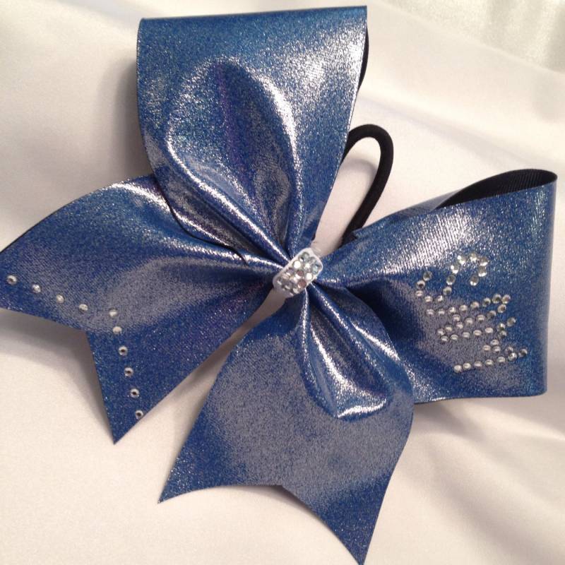 Blue Ice Glitter Cheer Bow Strassakzente, 7, 5 cm Schleifenband von SweetAngelDreamBows