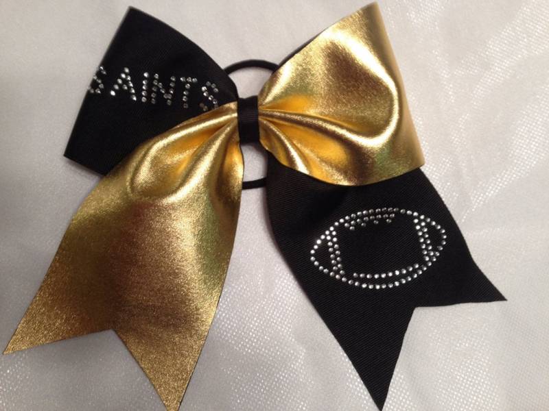 Heiligen Jubeln Bogen, Gold Metallisch Schwarz W Strass Fußball von SweetAngelDreamBows