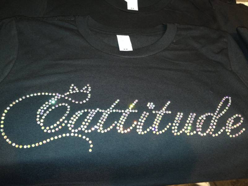 Strass Katze Shirt Cattitude Wahl Der Strass-Kristallfarbe von SweetAngelDreamBows