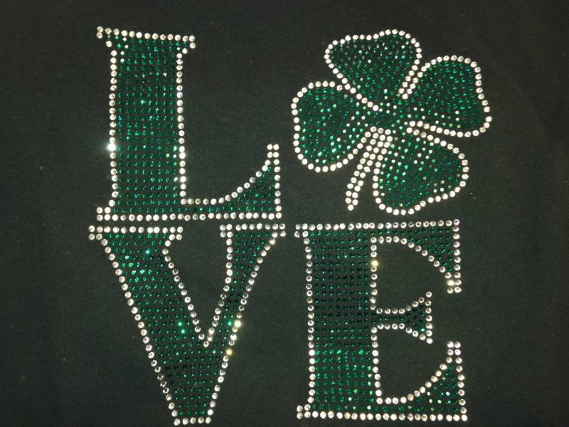 Strass Kleeblatt Liebe Stempel Shirt Glück Der Iren von SweetAngelDreamBows