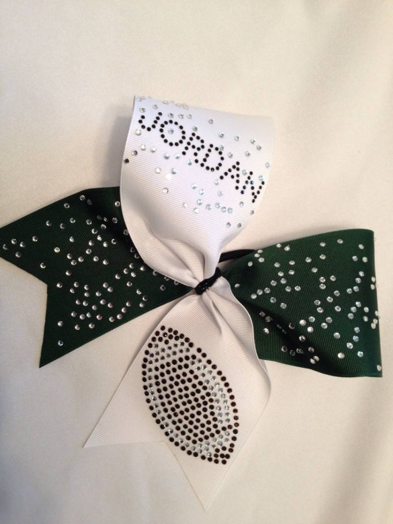 strass Fußball Jubeln Bogen Personalisierte Grün Rot Blau Gold Schwarz Lila Rosa Etc von SweetAngelDreamBows