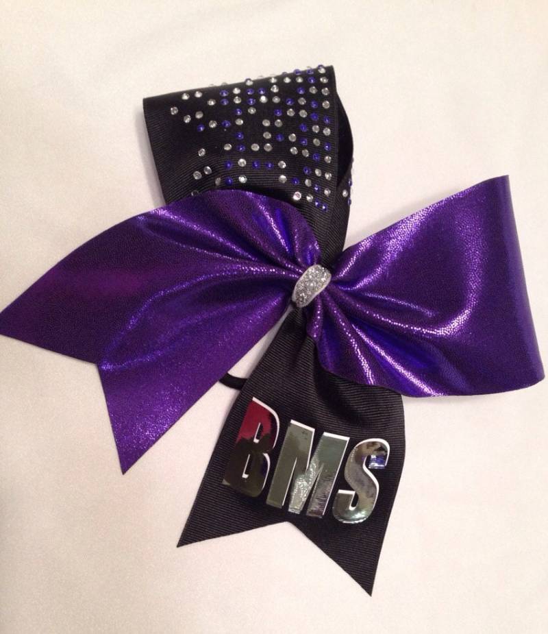 strass Schleife High School Team Farben, Silberbeschriftung von SweetAngelDreamBows