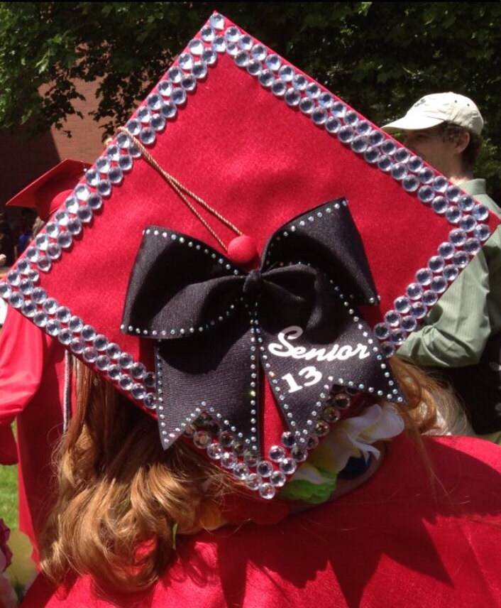 strass Senior Abschlussfeier Cap Bow Grosgrain Ribbon, Glitter Worten Crystal Trim von SweetAngelDreamBows