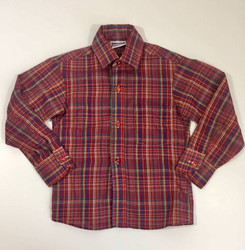 Vintage Junge Langarm Shirt - Größe 6 Karierten 80Er Jahre Karierte Button Down Kinder von SweetBabyJaneCo