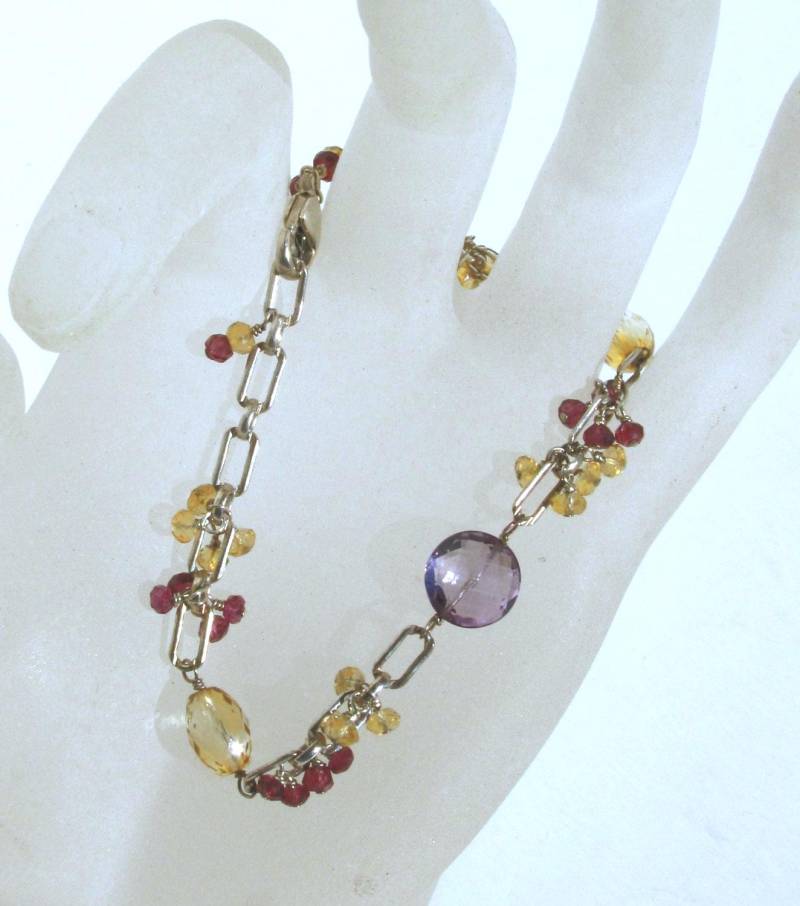 Amethyst Citrin Granat Armband Echtsilber Schmuck Amethyst Citrin Granat Armband Echtsilber Schmuck von SweetCitrine