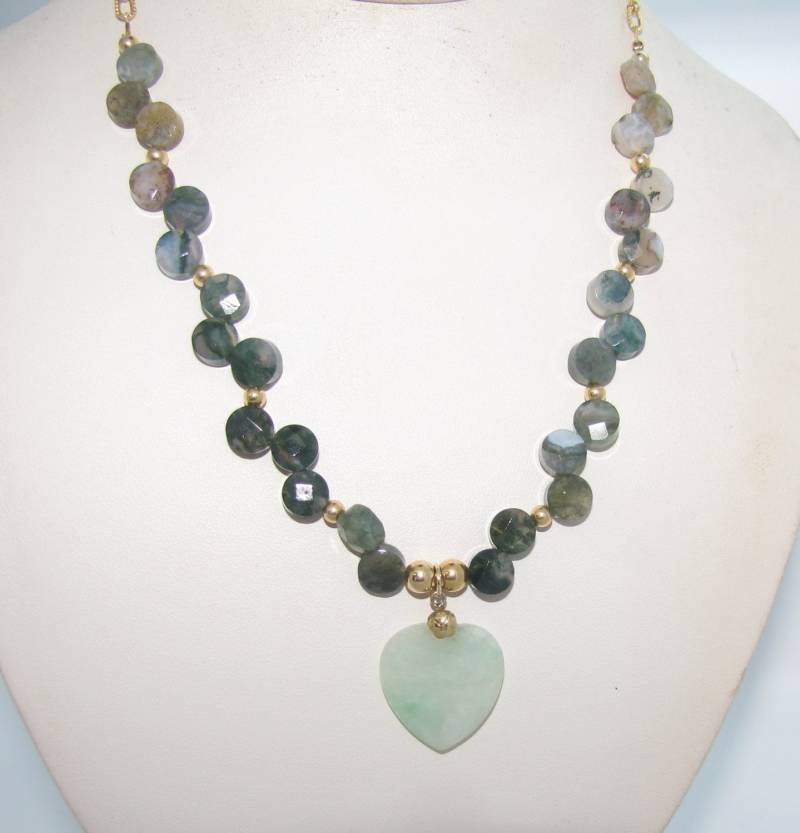 Ausgefallene Jaspis Kette Vintage Grünes Calcit Herz, Gold Filled Kette Ausgefallene Jaspis Kette Vintage Grünes Calcit Herz, Gold Filled Kette von SweetCitrine