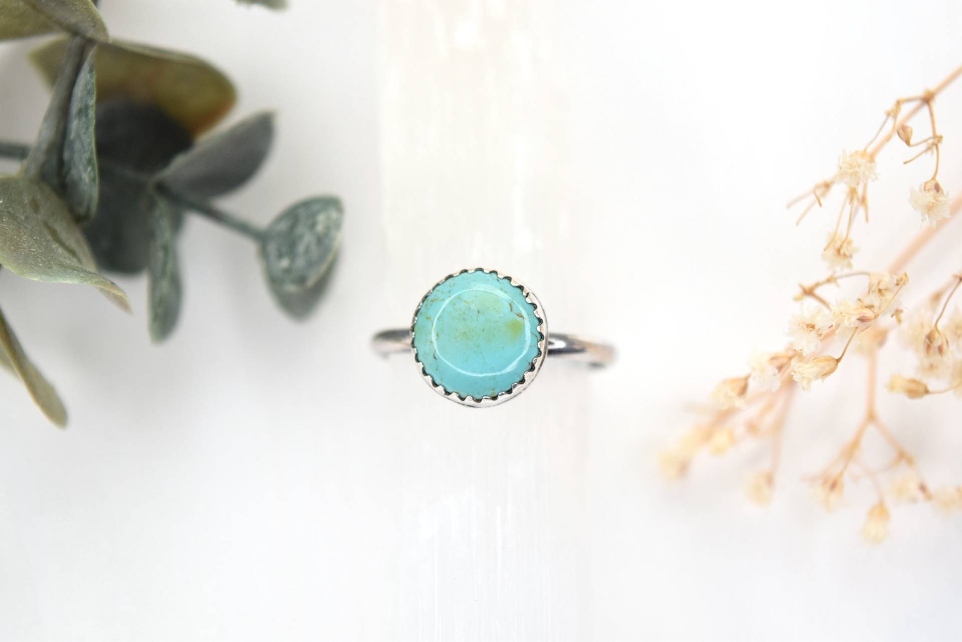 Blau Türkis Sterling Silber Ring - Runder Edelstein Blau Türkis Sterling Silber Ring - Runder Edelstein von SweetCloversStudio