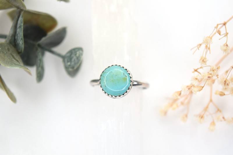 Blau Türkis Sterling Silber Ring - Runder Edelstein Blau Türkis Sterling Silber Ring - Runder Edelstein von SweetCloversStudio