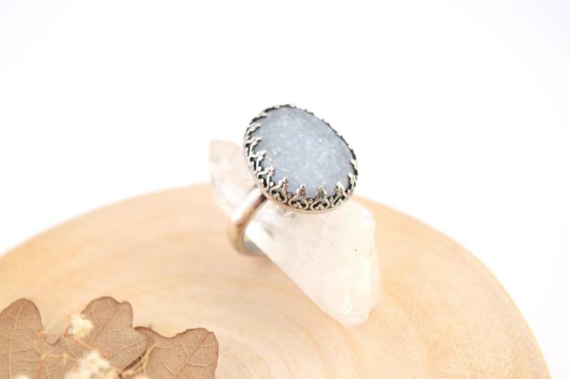 Lavendel Roher Achat Silber Ring - Oval Druzy Stein Lavendel Roher Achat Silber Ring - Oval Druzy Stein von SweetCloversStudio