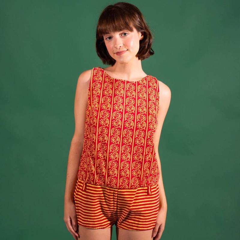 1960Er Jahre Rot Und Gelb Neuheit Print Badeanzug | Groß Vintage Vtg 1960Er Jahre Rot Und Gelb Neuheit Print Badeanzug | Groß Vintage Vtg von SweetDahliaVintage