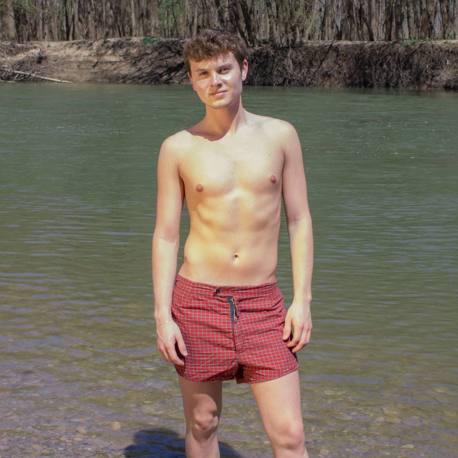 50Er Jahre Herren Rot Karierte Sommer Shorts von SweetDahliaVintage