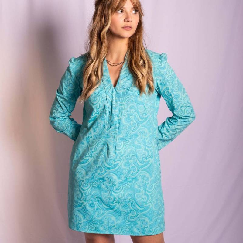 60Er Hellblaues Langarm Minikleid | Büste 38"| Moderne Größe Medium| Vintage Vtg von SweetDahliaVintage