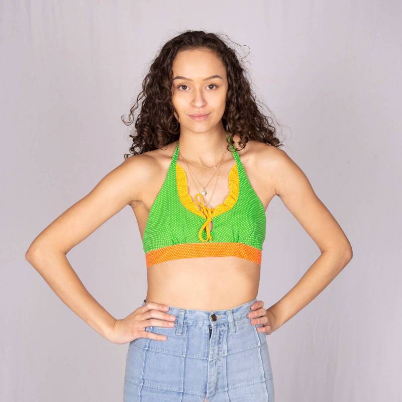 70S Grün & Orange Polka Dot Neckholder Top | Büste 35" Modern Size Small Vintage Vtg 70S Grün & Orange Polka Dot Neckholder Top | Büste 35" Modern Size Small Vintage Vtg von SweetDahliaVintage