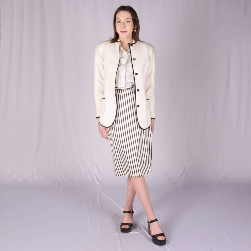 Geoffrey Beene 90Er Jahre 3 Teiliges Weiß Und Schwarz Set | Büste 32 Vtg Vintage von SweetDahliaVintage